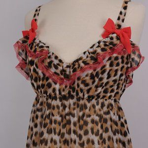 ❄ Flora Nikrooz NWOT Animal Print Lace Babydoll Nightgown Dress Negligee Teddy M